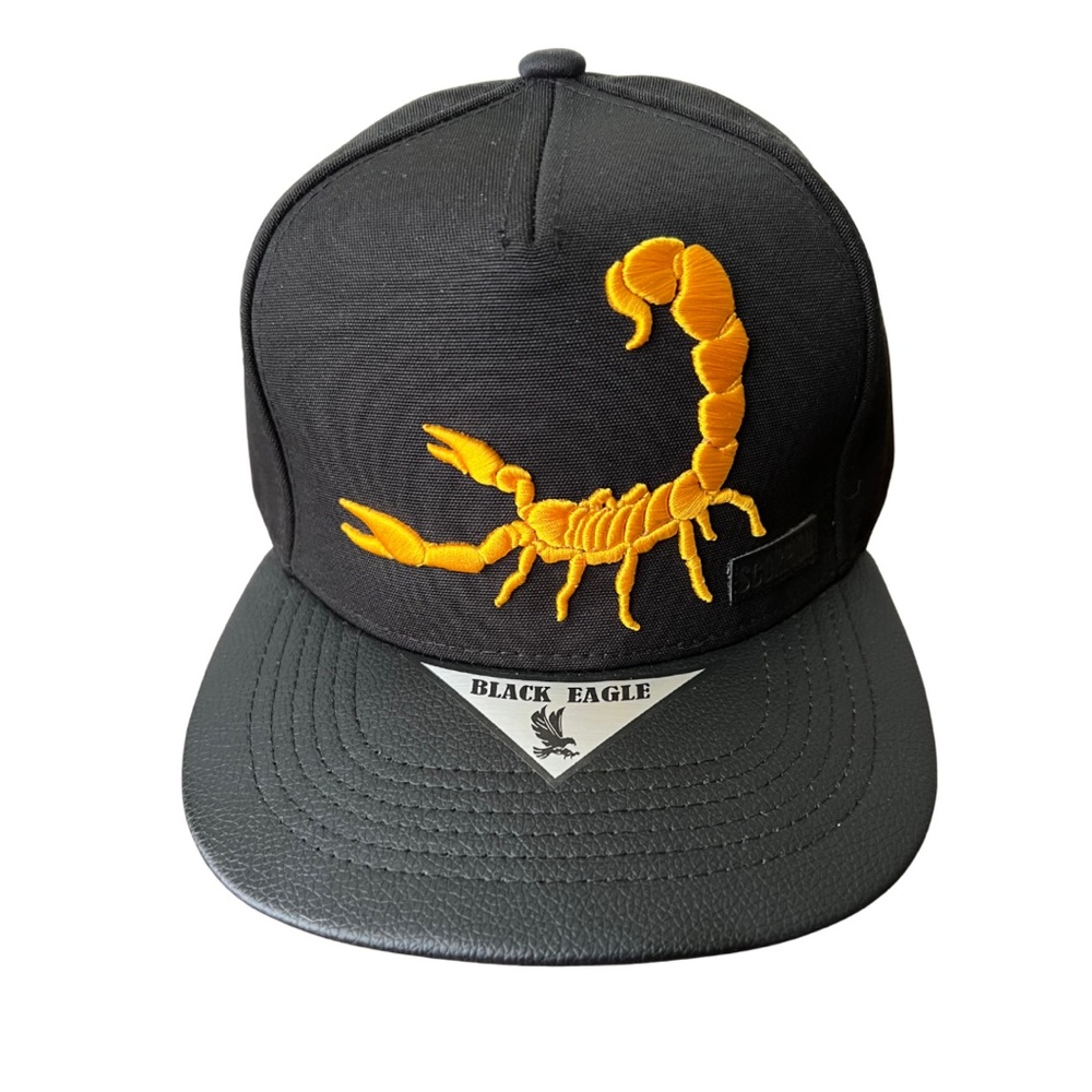 Black Eagle Black & Gold Scorpion Embroidered Pu Leather Bill SnapBack